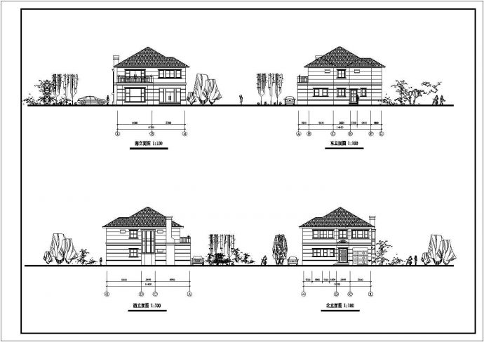 某二层别墅建筑设计图（长14.4米 宽11.7米）_图1