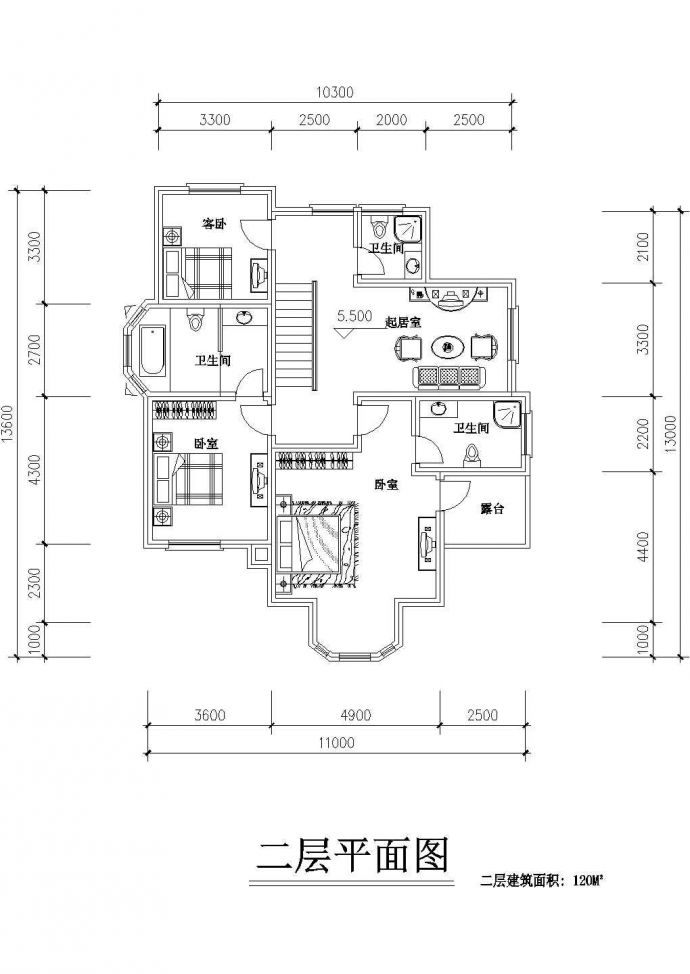 某两层小别墅建筑设计方案图_图1