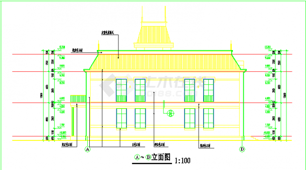 渡假村两层新中式茶室建筑设计图-图二
