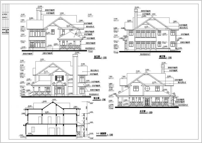 某二层阁楼别墅建筑设计图（长15.84米 宽15.4米）_图1