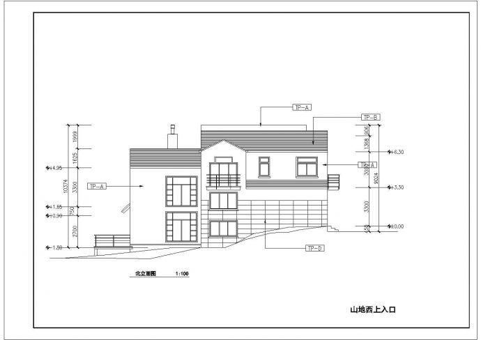 某二层山地别墅建筑设计图（长16.5米 宽12米）_图1