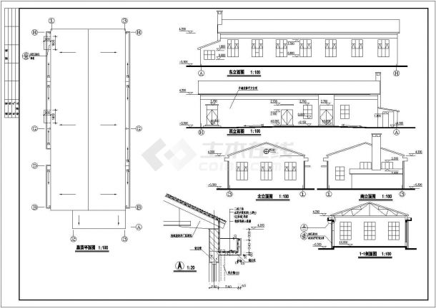 某厂区职工食堂建筑详细施工图及总平面图（共3张）-图一