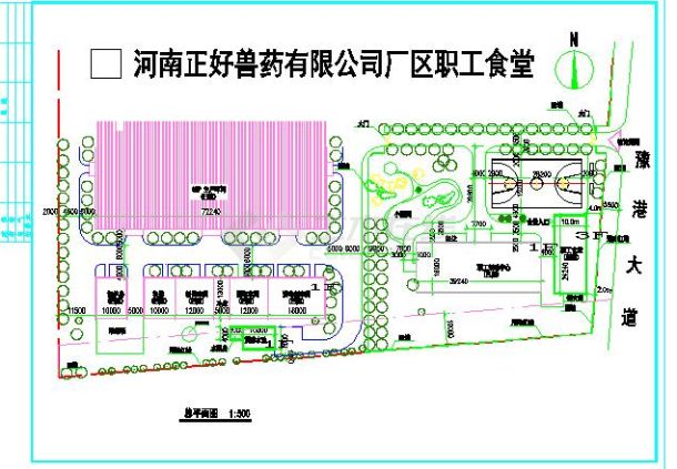 某厂区职工食堂建筑详细施工图及总平面图（共3张）-图二