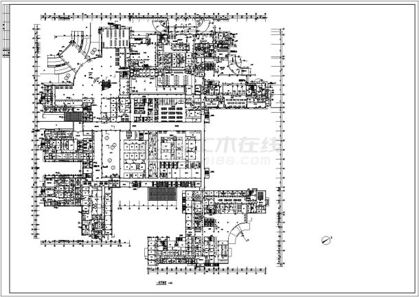 某地医院的详细建筑设计平面布置图-图一