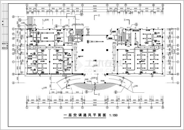 某二线城市办公楼空调设施cad图纸-图二