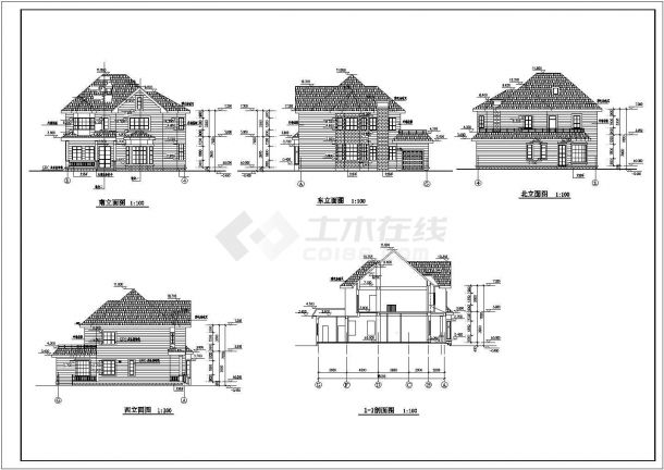 某二层美式别墅建筑设计图（长16.45米 宽15.35米）-图一