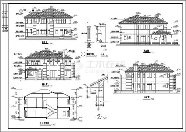 某二层阁楼别墅建筑设计图（长16.68米和15.48米 宽15.09米和14.79米）-图一