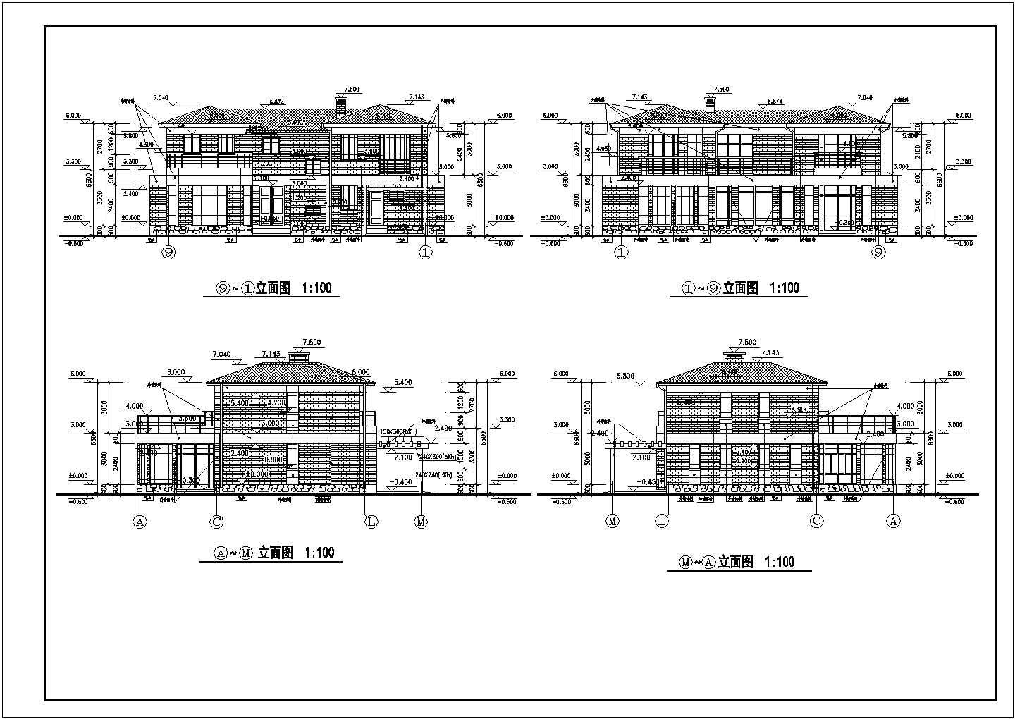 某二层欧式别墅建筑设计图（长16.74米 宽15.34米）