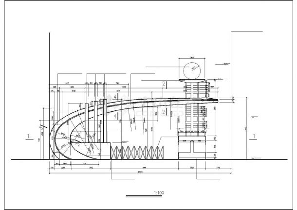 某江畔明珠小区大门建筑设计施工CAD图-图二