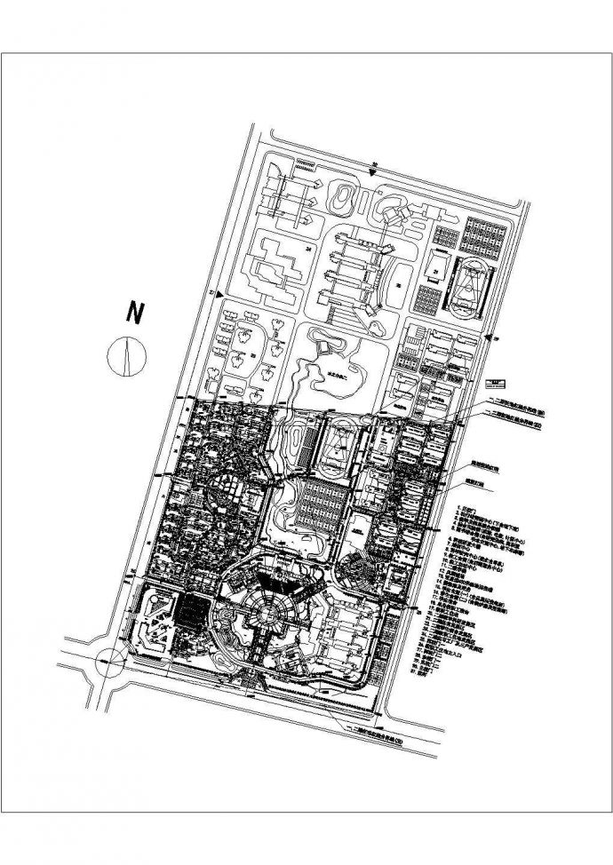 温泉城建筑总体规划cad平面设计图_图1