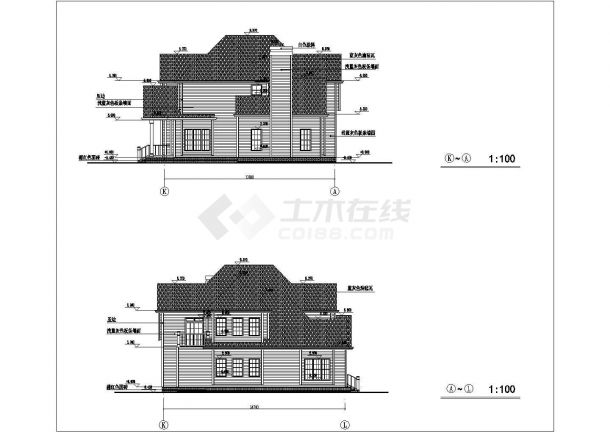 某二层阁楼别墅建筑设计图（长17.94米 宽14.94米）-图一