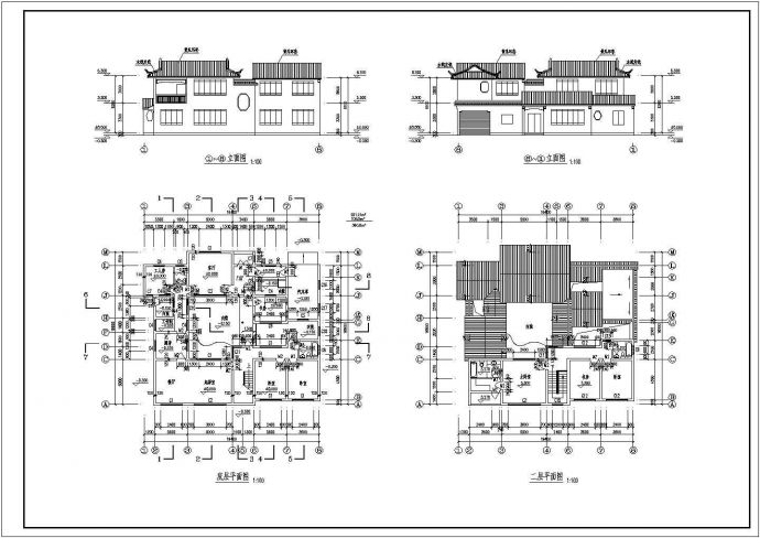 某二层古典型别墅建筑设计图（长19.4米 宽16.9米）_图1