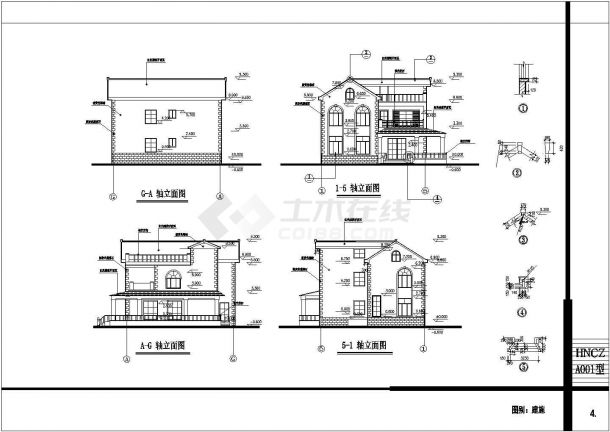 农村某三层小型住宅楼建筑图纸-图二