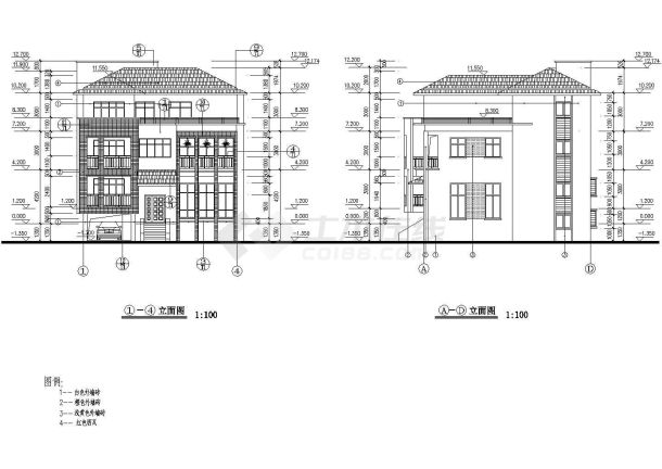 某地特级别墅建筑图纸（共7张）-图二