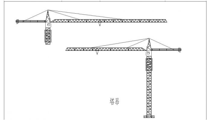 工程常用机械设备CAD图含塔吊挖机罐车天泵履带吊_图1
