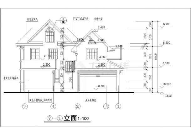 某地市别墅建筑施工CAD参考图-图二