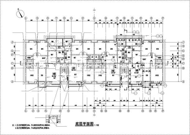 某六层砖混住宅建筑设计施工CAD图-图二