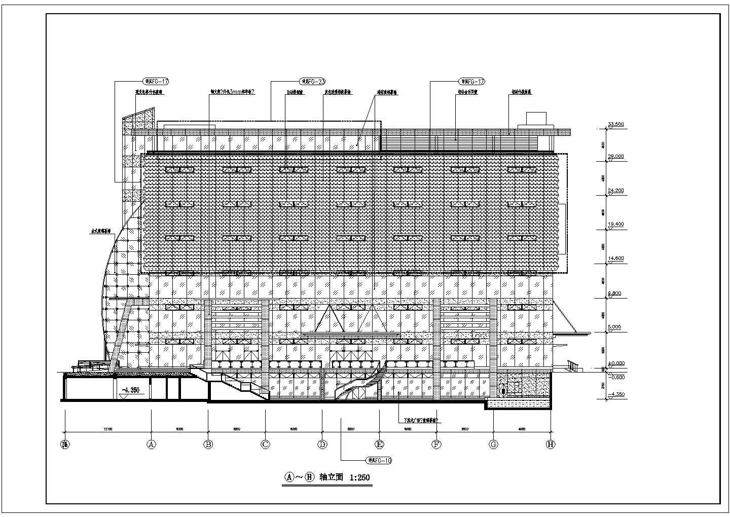 【南京】某地现代广场立面建筑施工图