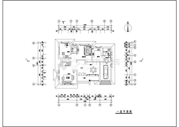 某小型别墅的建筑设计平面图（共2张）-图一