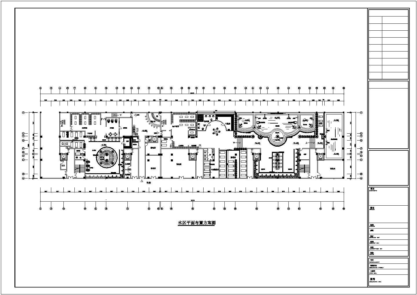 某地大型洗浴中心浴区平面设计施工图