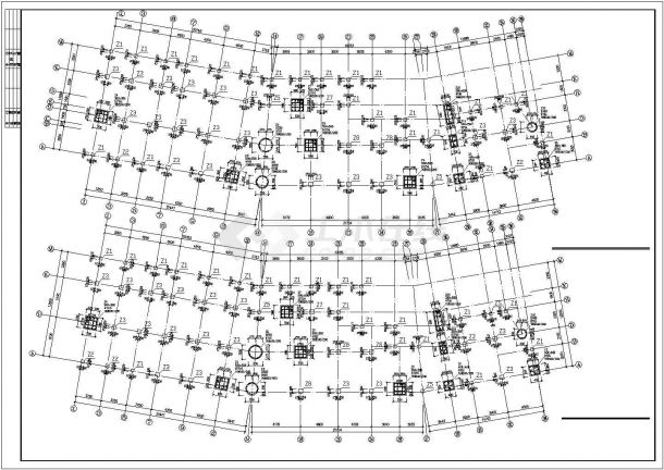 青岛市某较复杂底框结构施工CAD布置图-图二
