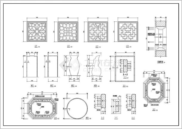 某地古桥诺干经典样式建筑施工图（共6张）-图一
