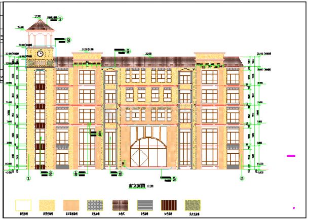 幼儿园框剪四层欧式风格建筑结构图-图一