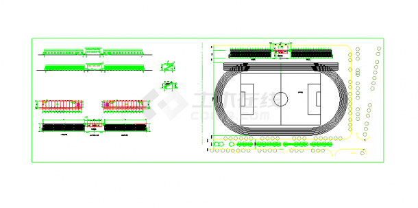 某地学校操场看台的建筑设计大样图-图一