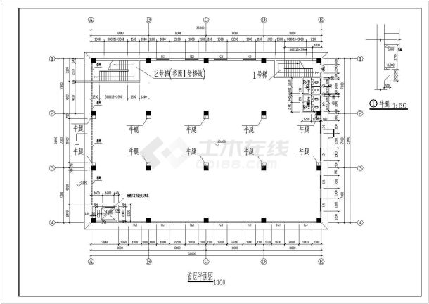 某市区某带天车多层厂房建筑设计施工图-图一