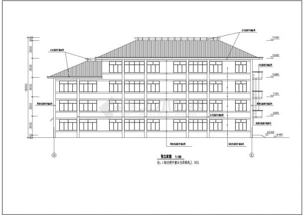 某中西式小学教学楼建筑设计图（共10张）-图二