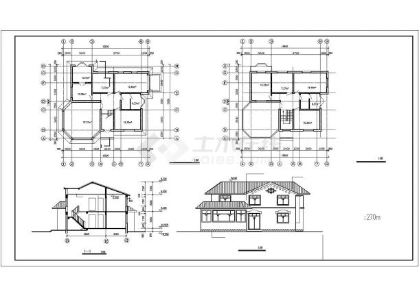 欧式别墅建筑CAD图-图一