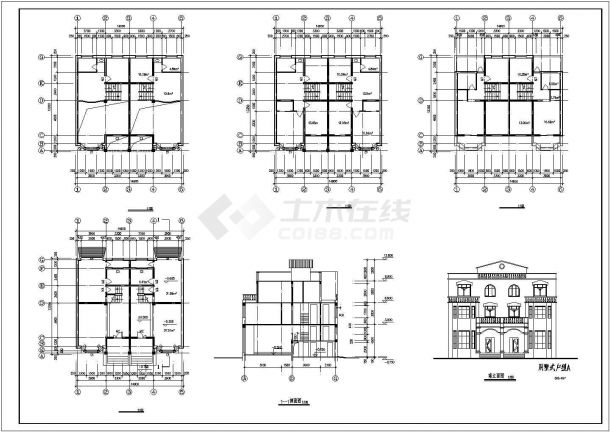 欧式别墅建筑CAD图-图二