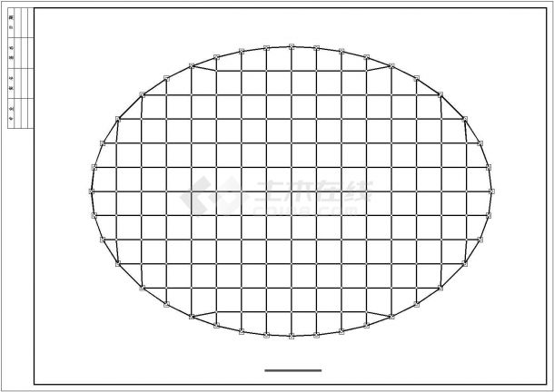 某椭圆形阶梯教室网架CAD平面布置参考图-图一