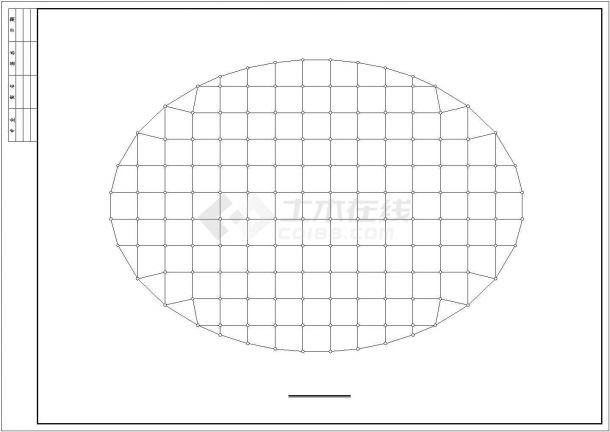某椭圆形阶梯教室网架CAD平面布置参考图-图二