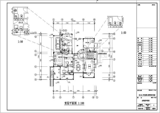 高尔夫别墅给排水建筑布置cad详情图-图二