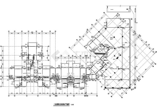 某地区商住楼给排水施工CAD平面布置参考图-图二