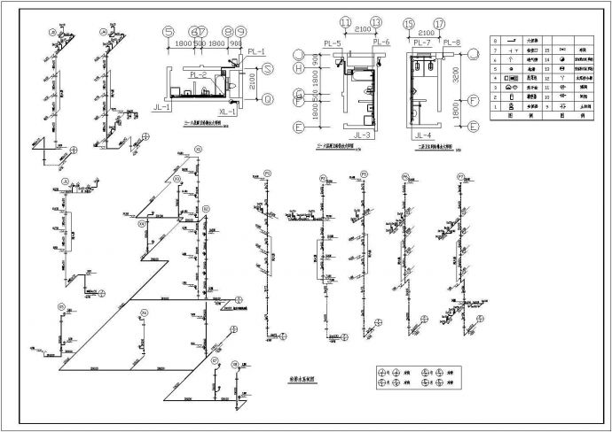 某地多层商住楼排水施工CAD图纸_图1