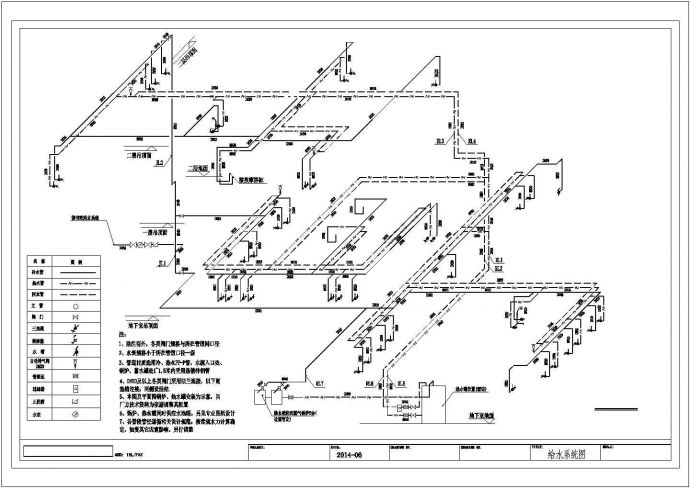 [天津]二层别墅给排水施工图（含地下室）_图1