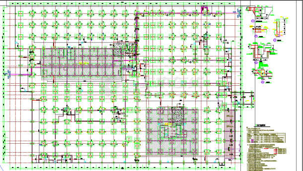 某市大型科创产业园地下室--结构底板 、顶板布置图-图二