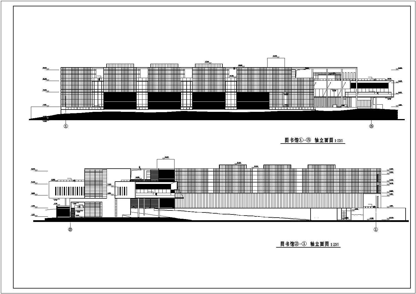 西南某院校图书馆建筑设计图（共5张）