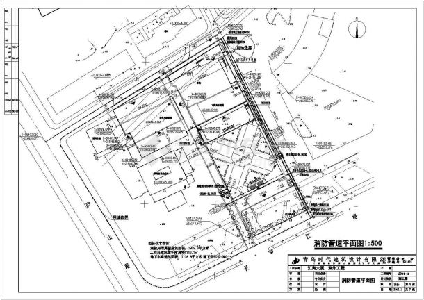 青岛市某大厦室外综合管线设计图-图一