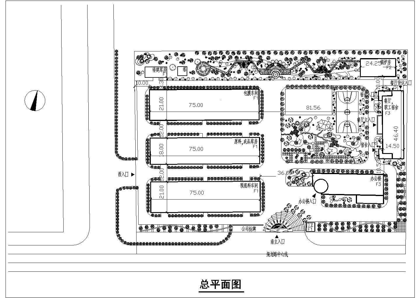 某工业中心厂房建筑规划设计总图纸