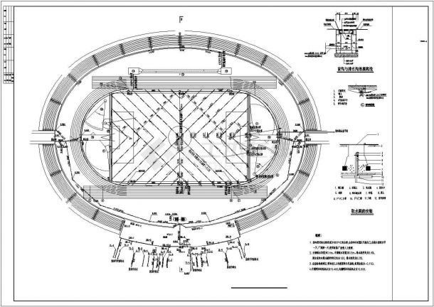 某体育场给排水设计总平面图纸（含说明）-图一