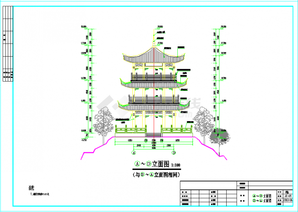 框架结构防火瞭望台及观光平台（建筑图+结构图）-图二