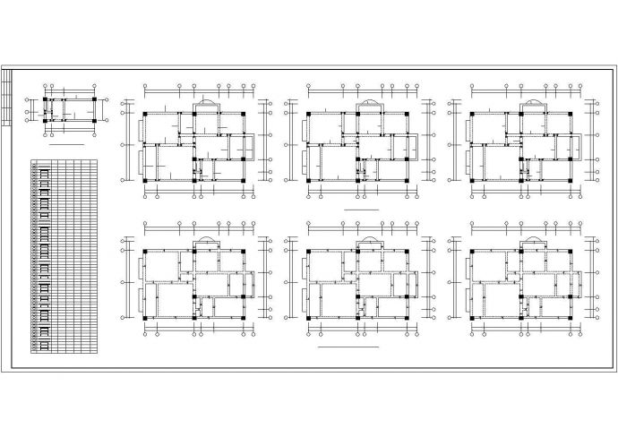 某沿街6层框架建筑CAD平面布置参考图_图1