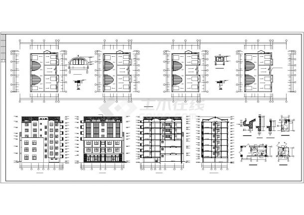 某沿街6层框架建筑CAD平面布置参考图-图二