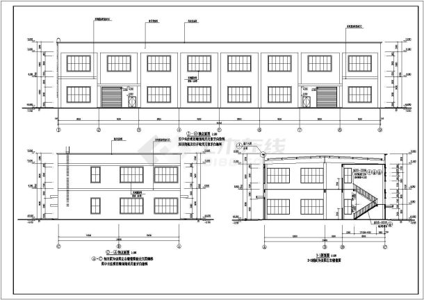 某地二层框架结构厂房1#建筑施工图-图一