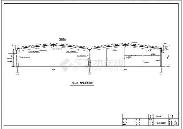 轻型钢屋架钢结构汽车店的结构设计图纸-图二