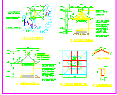 福建中国式凉亭的建筑设计施工详图-图一