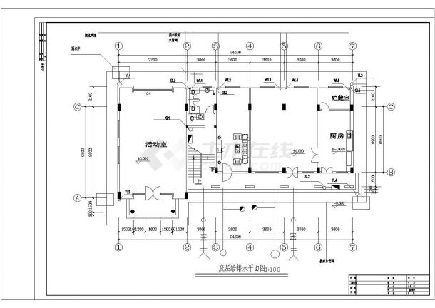 某海鲜养殖中心五层楼给排水施工图-图一